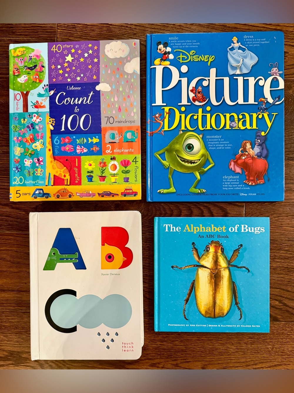 Kids Educational Book Bundle Lot - Usborne Disney ABCs Counting 4 Hardcovers